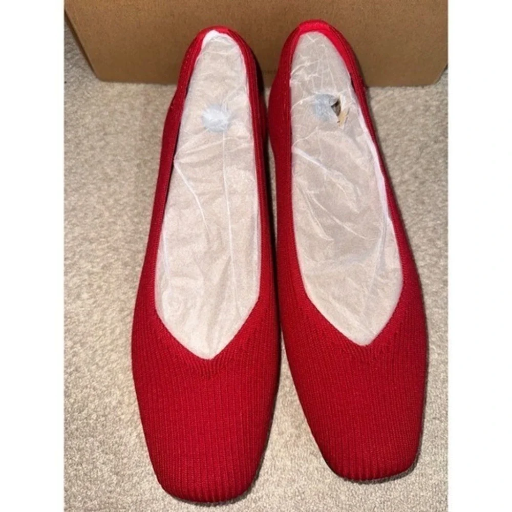 VIVAIA Lightweight Square-Toe V-Cut Flats Margot Walker RED EU/39.5 US/8.5